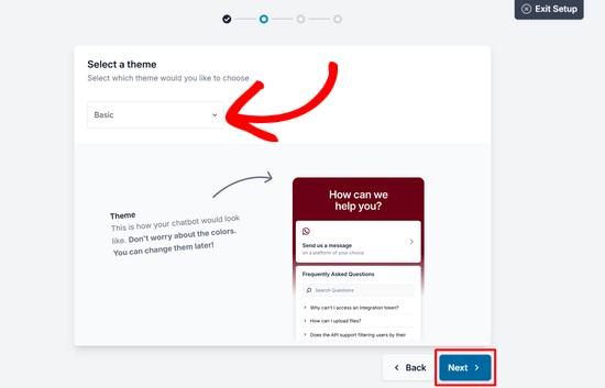 Choisir un thème pour votre widget de chat en direct