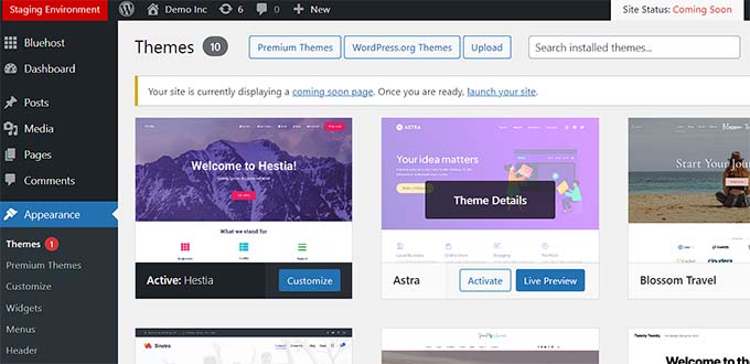 Activate theme on staging site Activate theme on staging site