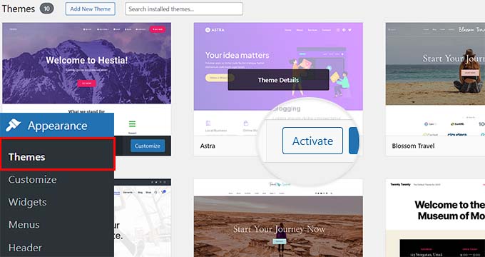 Activate theme Activate theme