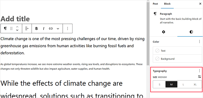 Change font size