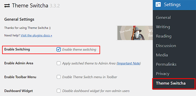 Check Enable theme switching Check Enable theme switching