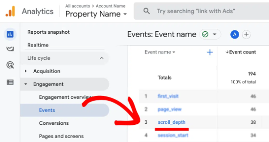 Click on scroll depth event in ga4 Click on scroll depth event in ga4