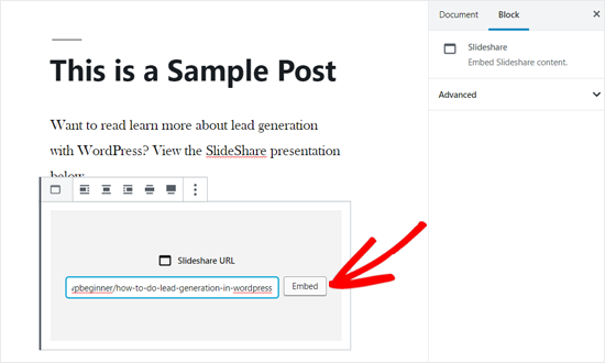 Intégrer une URL SlideShare dans un article WordPress