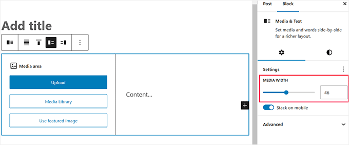 Add Media and Text block