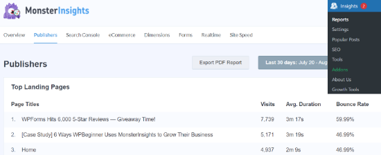 Publishers report Publishers report