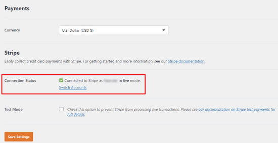 See Connected status for Stripe See Connected status for Stripe