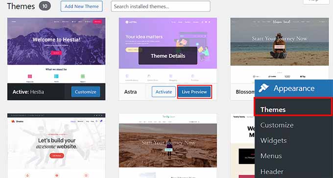 View theme live preview View theme live preview