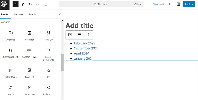Adding widgets in WordPress posts and pages