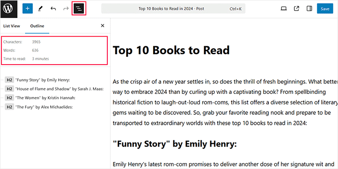 Word count in the block editor