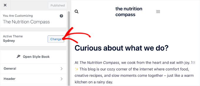 Change WordPress Theme from Customizer Change WordPress Theme from Customizer