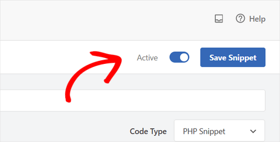 Activate and save your custom code snippet Activate and save your custom code snippet