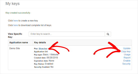 Bing Maps API Key Created Bing Maps API Key Created