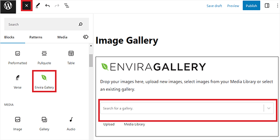 Add the Envira gallery block Add the Envira gallery block