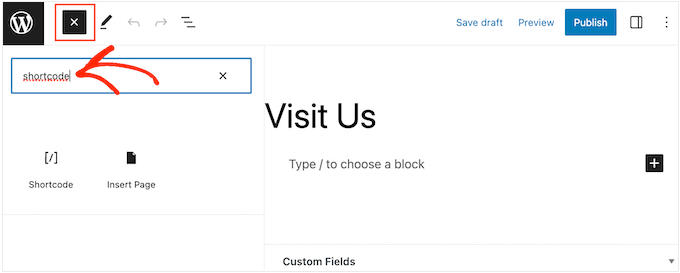 Adding a shortcode in WordPress Adding a shortcode in WordPress