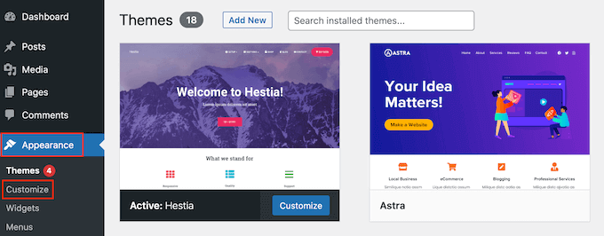 The WordPress customizer The WordPress customizer