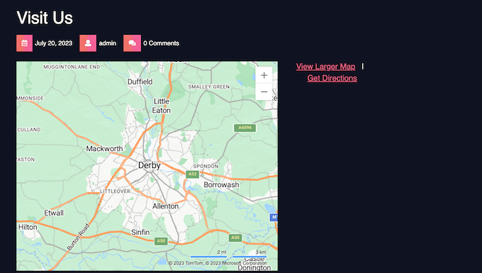 An example of an embedded Bing map An example of an embedded Bing map