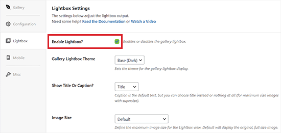 Enable the lightbox Enable the lightbox