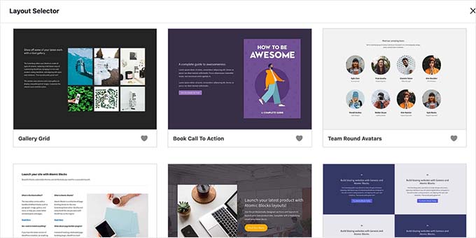 Genesis Blocks layout selector