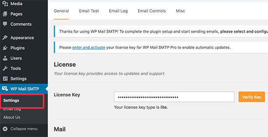 WP Mail SMTPの設定