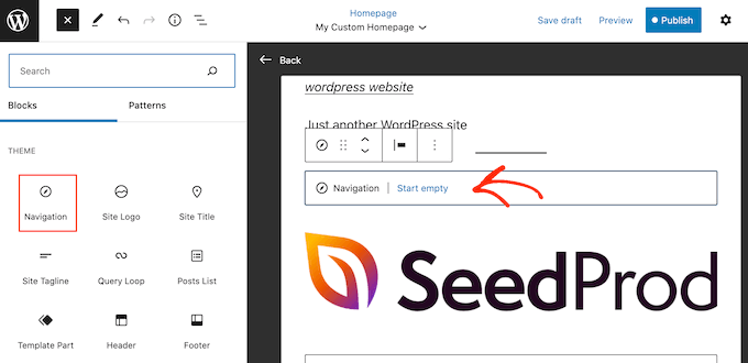 Adicionando um menu de navegação à página inicial do WordPress