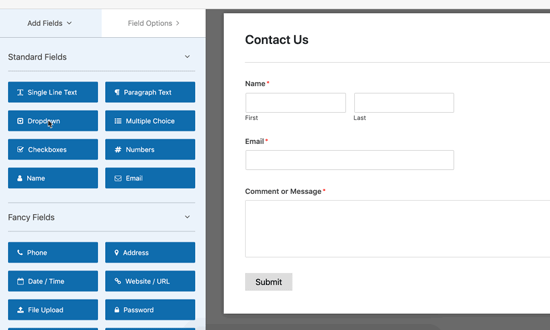 Kliknij, aby dodać nowe pole formularza