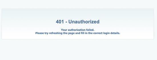 401 Authorization failed error 401 Authorization failed error