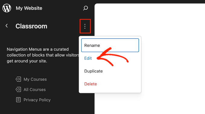 Editing the navigation block using the FSE editor in WordPress Editing the navigation block using the FSE editor in WordPress