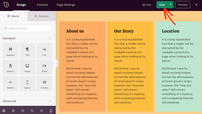 Salvando seu design SeedProd