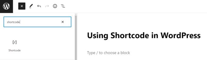 Add a shortcode block Add a shortcode block
