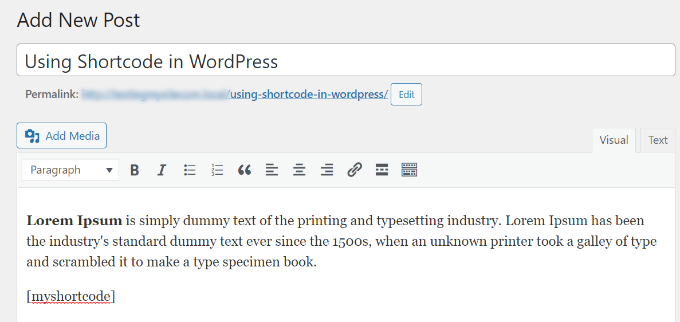 Shortcode classic editor Add shortcode to classic editor