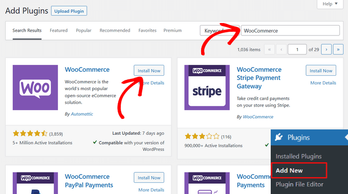 add-woocommerce-plugin install WooCommerce plugin
