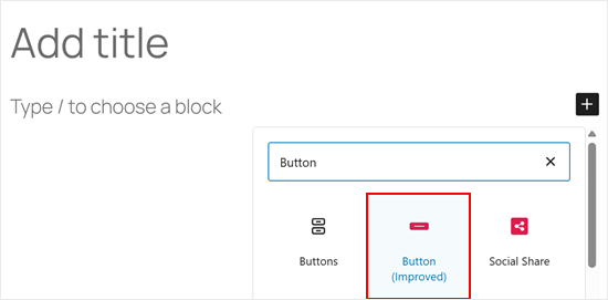 Adding the Ultimate Blocks button block Adding the Ultimate Blocks button block
