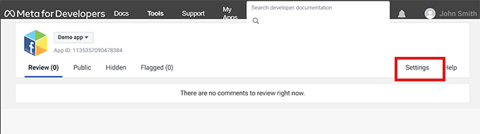 設定リンクをクリックしてください