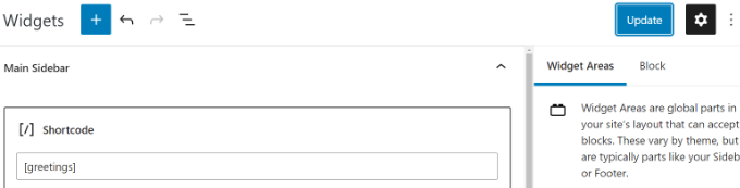 Enter shortcode in widget block Enter shortcode in widget block