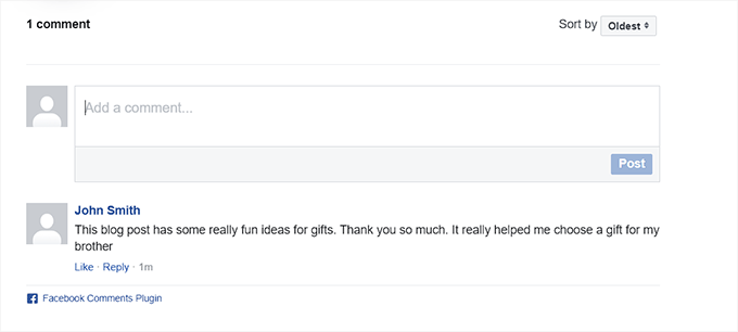 Facebookコメントプレビュー