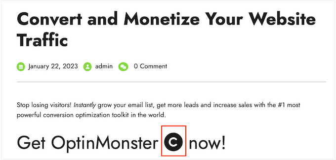 An example of an icon font in WordPress An example of an icon font in WordPress