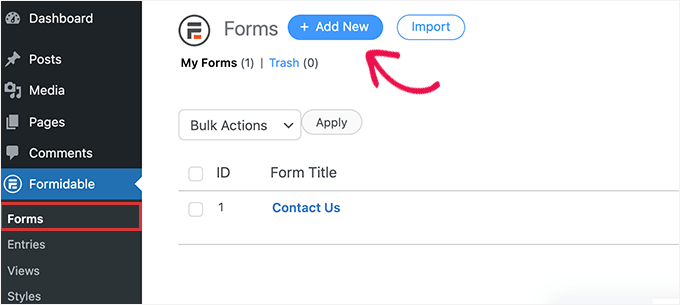 新しいフォームを作成 新しいフォームを作成