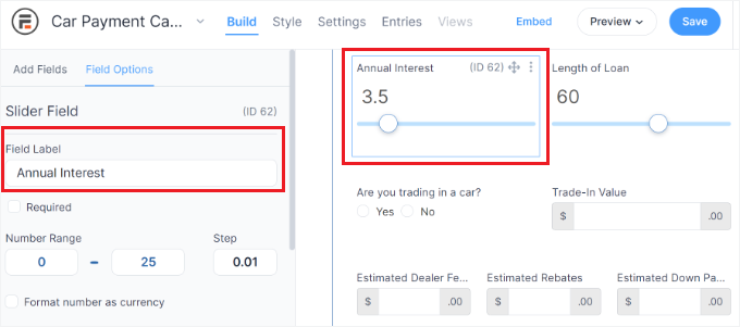 車両返済フォームのカスタマイズ 車両返済フォームのカスタマイズ