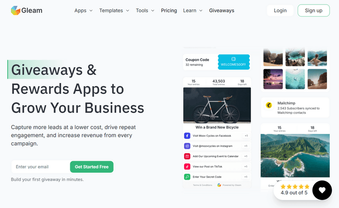 Gleam Gleam giveaway app