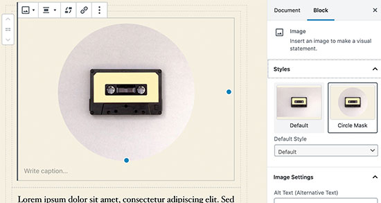 画像ブロックのスタイル