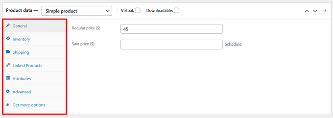 Adding product data product data box woocommerce