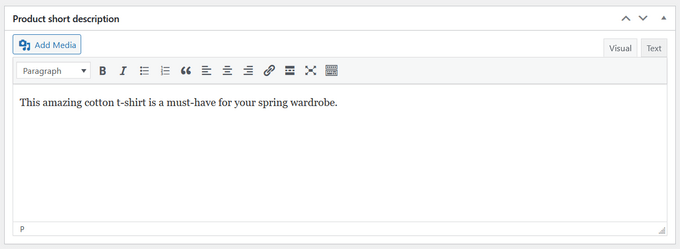 Add a short description for your product add a product short description