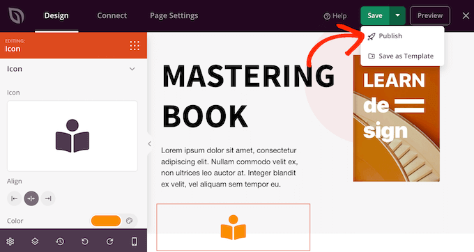 Publishing a custom page layout with a font icon Publishing a custom page layout with a font icon