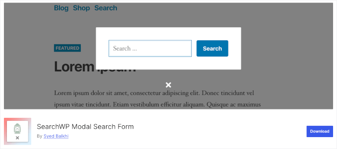 Plugin modulo di ricerca modale SearchWP