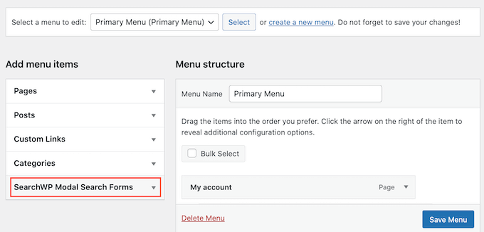 The SearchWP native search template The SearchWP native search template
