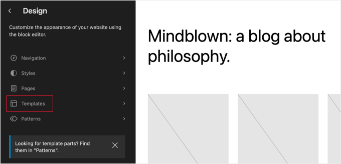Choosing a Template to Edit in the Full Site Editor Choosing a Template to Edit in the Full Site Editor