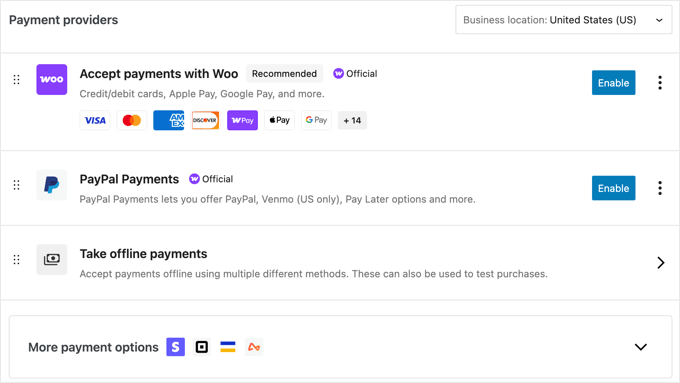 Enabling WooCommerce Payment Providers Enabling WooCommerce Payment Providers