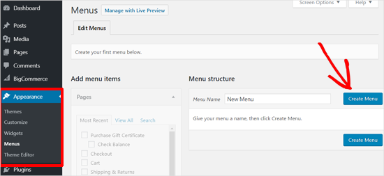 Create a New Menu in WordPress Create a New Menu in WordPress