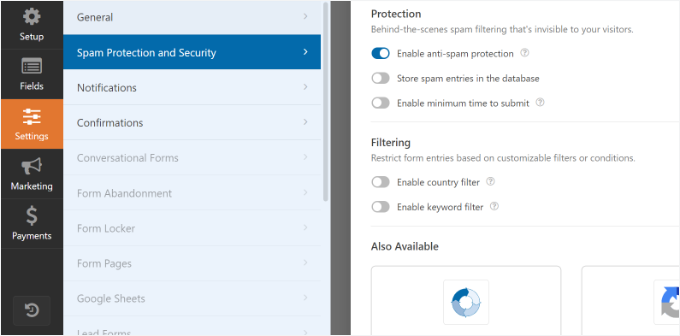 スパムおよび保護設定の編集 スパムおよび保護設定の編集