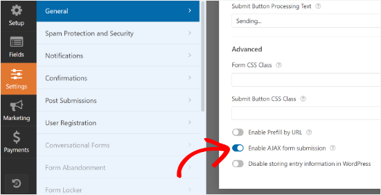 Włącz przesyłanie formularza za pomocą ajax